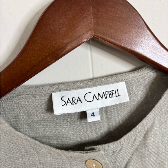 Sara Campbell made in USA 100% linen beige button front jacket size 4 lagenlook - Picture 5 of 7